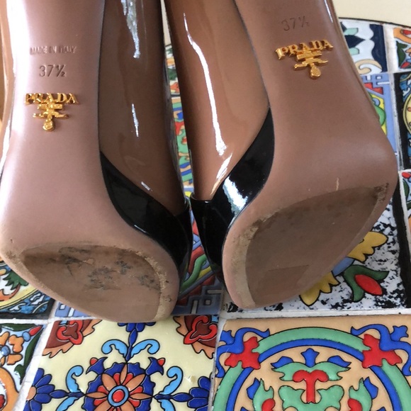 Prada black/tan open toe heels 37.5. / 7 - Picture 7 of 7